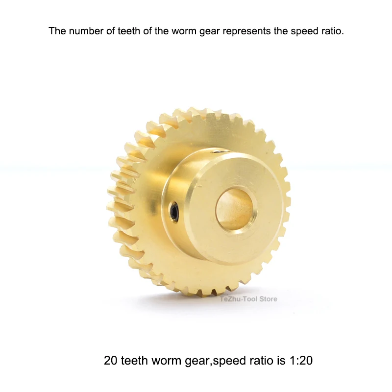 1Pcs 0.5M 20T-60T Brass Worm Gear Wheel Stainless Steel Worm Rod 0.5 Modulus 20 Teeth-60 Teeth Worm Gear Bore 4/5/6mm