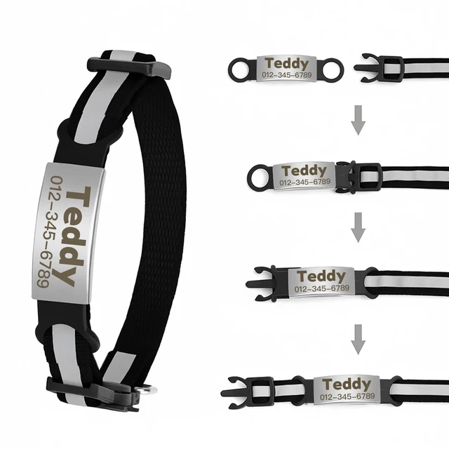 Customized Pet Collar Reflective Cat Collars Free Engraved Puppy Kitten Pet ID Nameplate Necklace With Bell Anti-lost For Cats 3 Customized Pet Collar Reflective Cat Collars Free Engraved Puppy Kitten Pet ID Nameplate Necklace With Bell Anti-lost For Cats 3