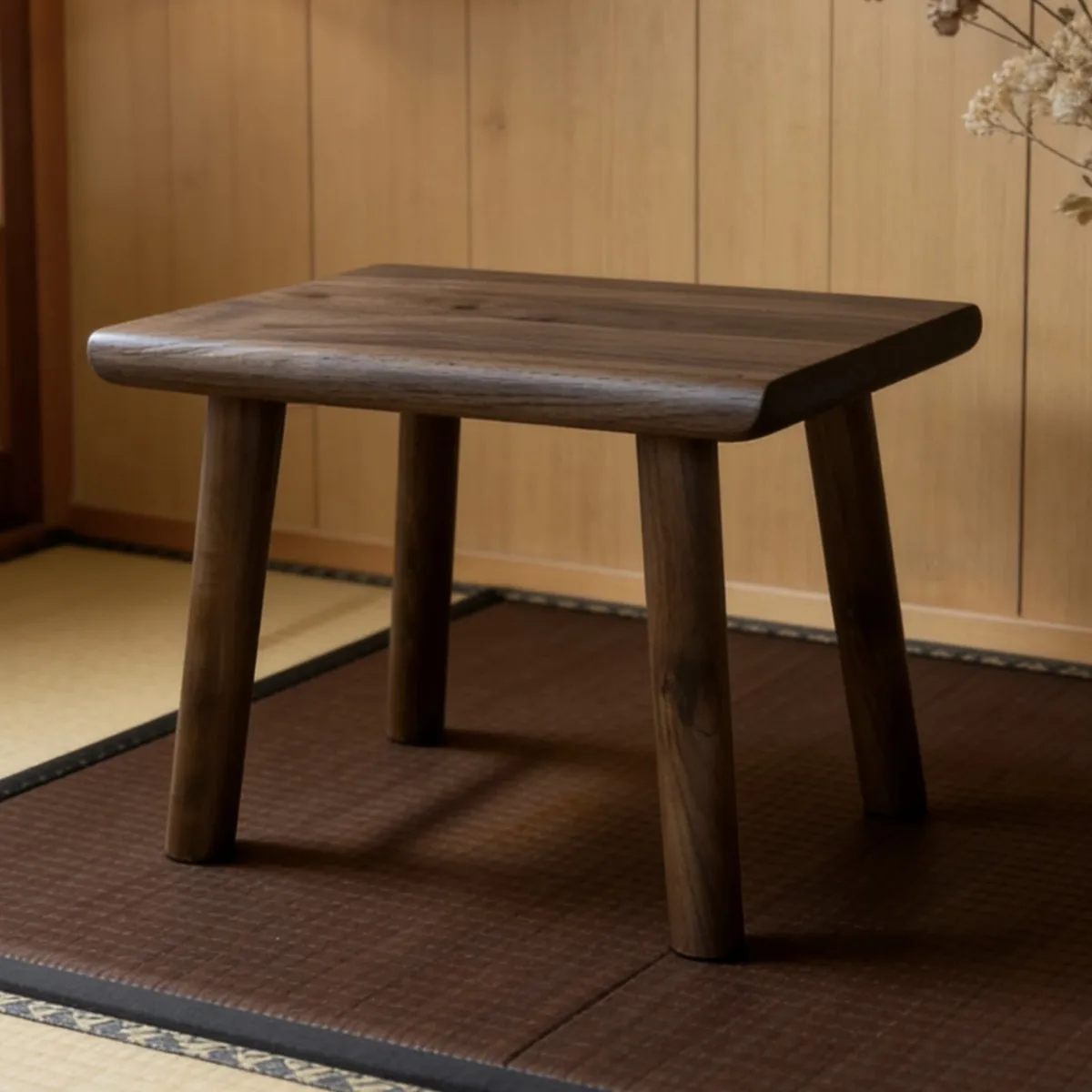 Black walnut full tenon and mortise medium Mazar stool casual foot changing shoe stool environmentally friendly wood wax oil