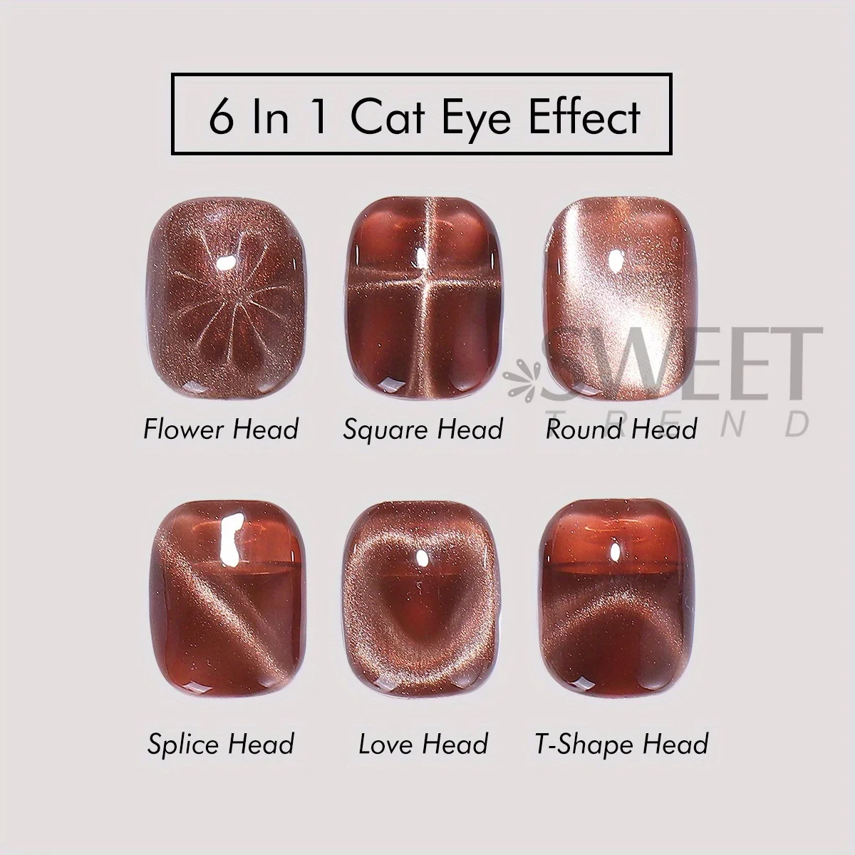 Multi-Function 6 in 1 Cat Eye Nail Magnet Tools Flowers Heart French Line Effect Magnet Plates Pen Manicure Magnetic Accessories
