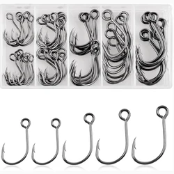 60Pcs  Inline Single Big eye Fishing Hooks for Spinner bait Large Eye Fishhooks for Bass Trout Blades fishing lure