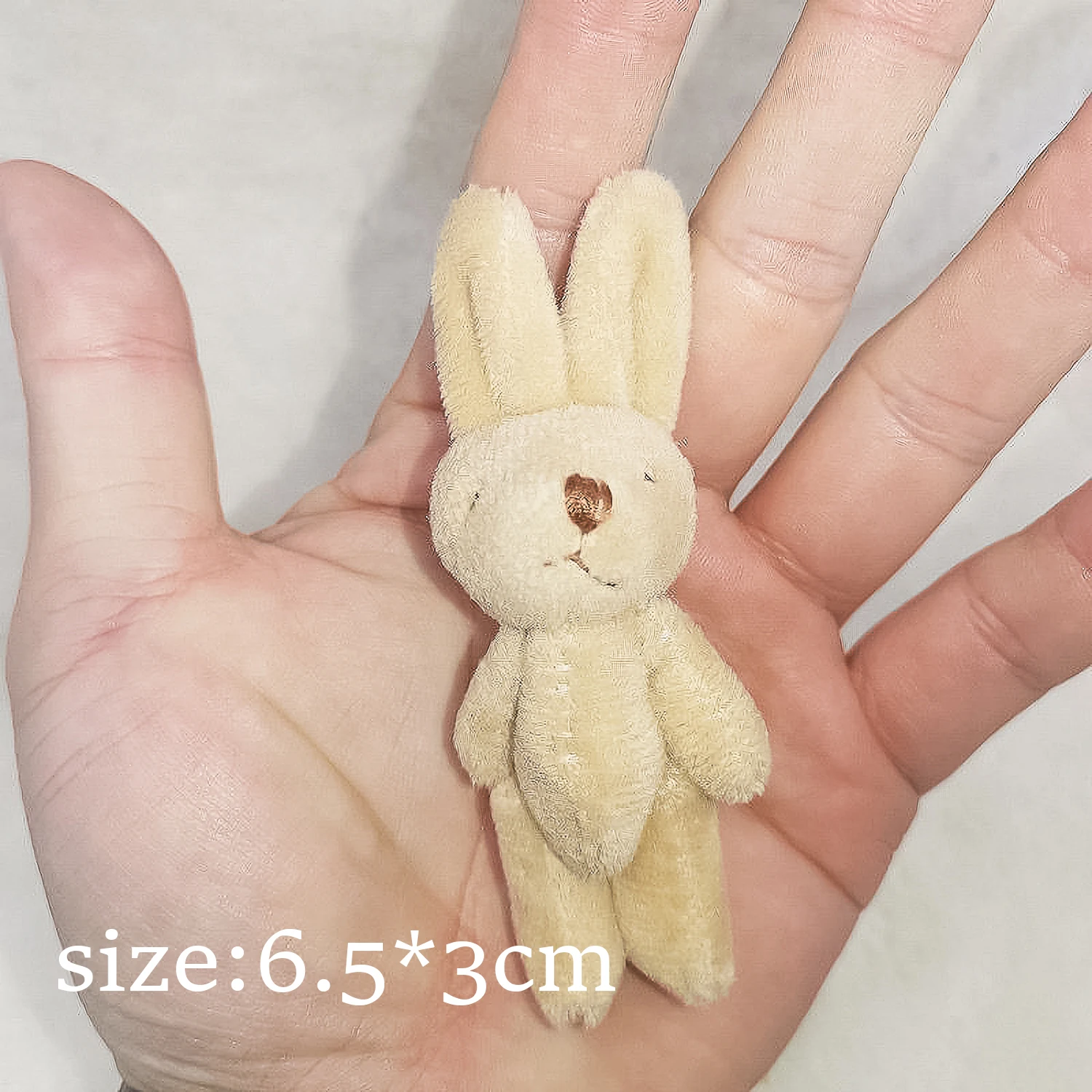 6cm Mini Jointed Rabbit Plush Toy Super Soft Nude Rabbit Bear Stuffed Animal Keychain Clothing Decoration Accessory For Sewing