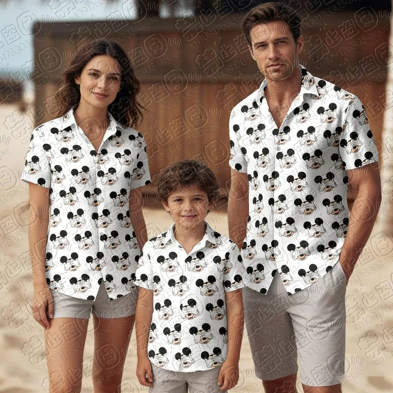 

Рубашка с пуговицами Микки Маус 2026, Гавайская рубашка Микки и друзья, Тропическая летняя рубашка на пуговицах, Удобная и дышащая