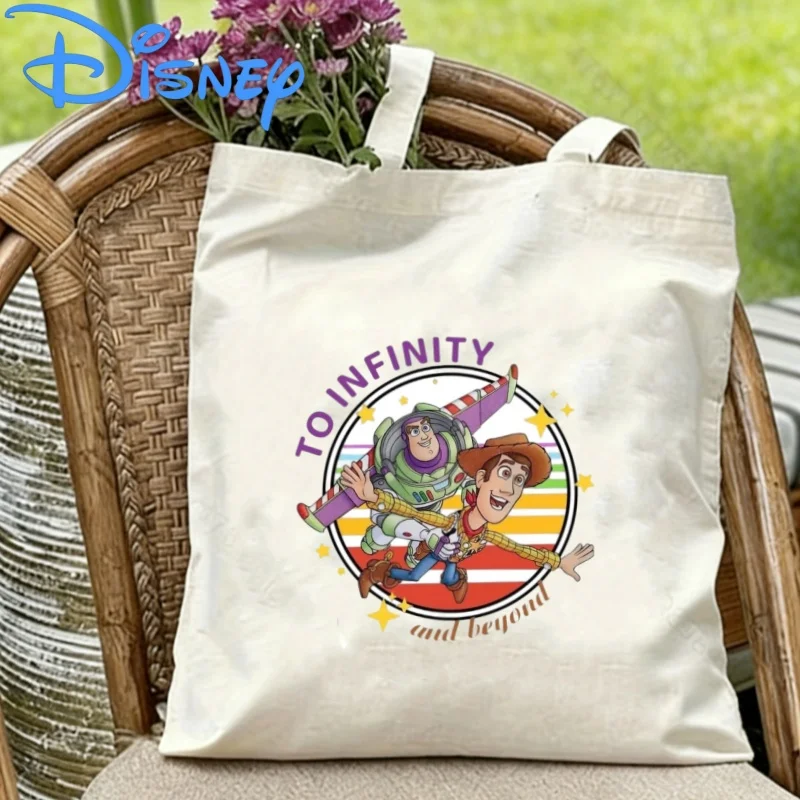 

1PC Disney Toy Story Buzz & Woody "To Infinity and Beyond" Print Double-Sided Canvas Shoulder Bag