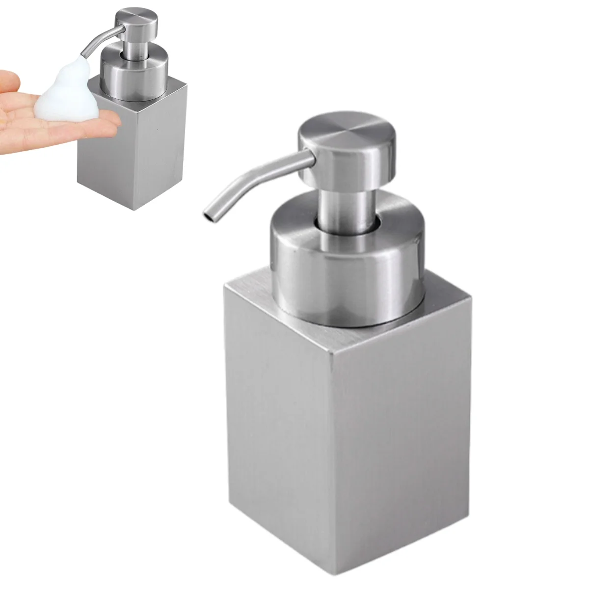 

Дозатор для пенного мыла с ручным насосом из нержавеющей стали для кухни и ванной комнаты, емкость 200 мл, устойчивый к ржавчине материал