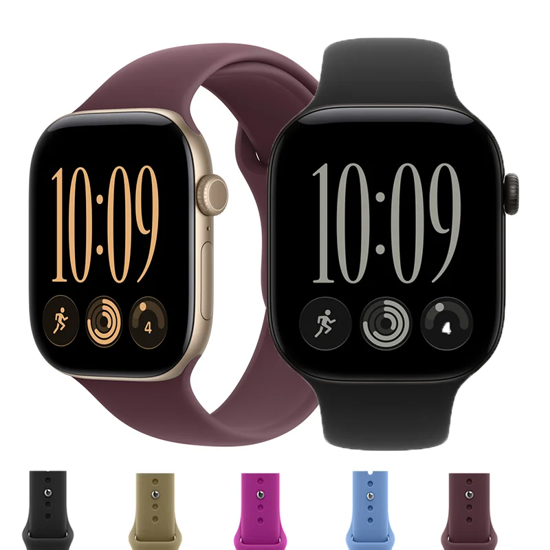Silikonarmband für Apple Watch, 46 mm, 44 mm, 45 mm, 49 mm, 41 mm, 46 mm, wasserdichtes Sportarmband, iWatch Series 12, 11, 10, SE, 9, 8, 7, 6, 5.