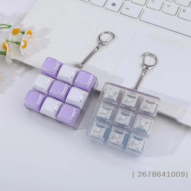 ⚑9 Keys Mechanical Keyboard Keychain Cute Creative Stress Relief Toy Key Pendant Bag Hanging Decoration For Adults Kids Gift