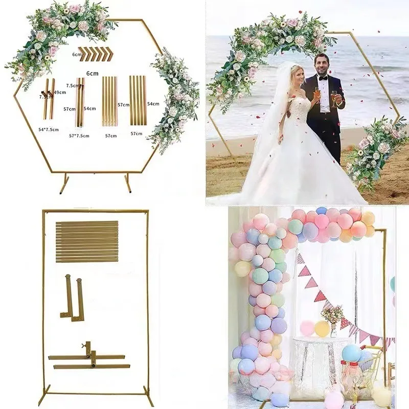 

Hexagonal Arch Stand Wedding Props Iron Frame Stage Background Decoration Flower Frame Garden Arch Stands for Display Decor