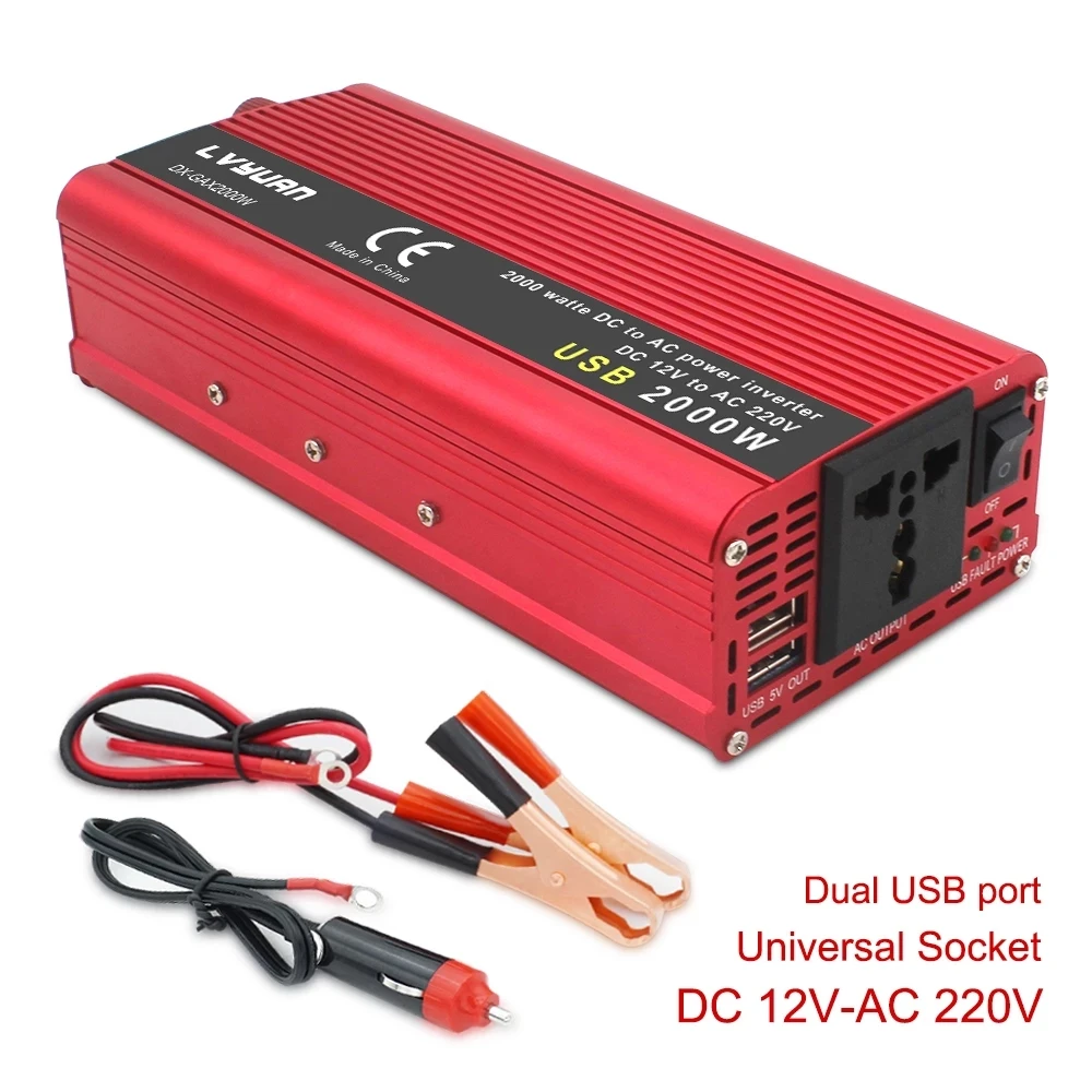 

Professional Car Inverter 1500W/2000W DC 12 V to AC 220 V Power Inverter Charger Transformer Vehicle Power Inverter Power Switch