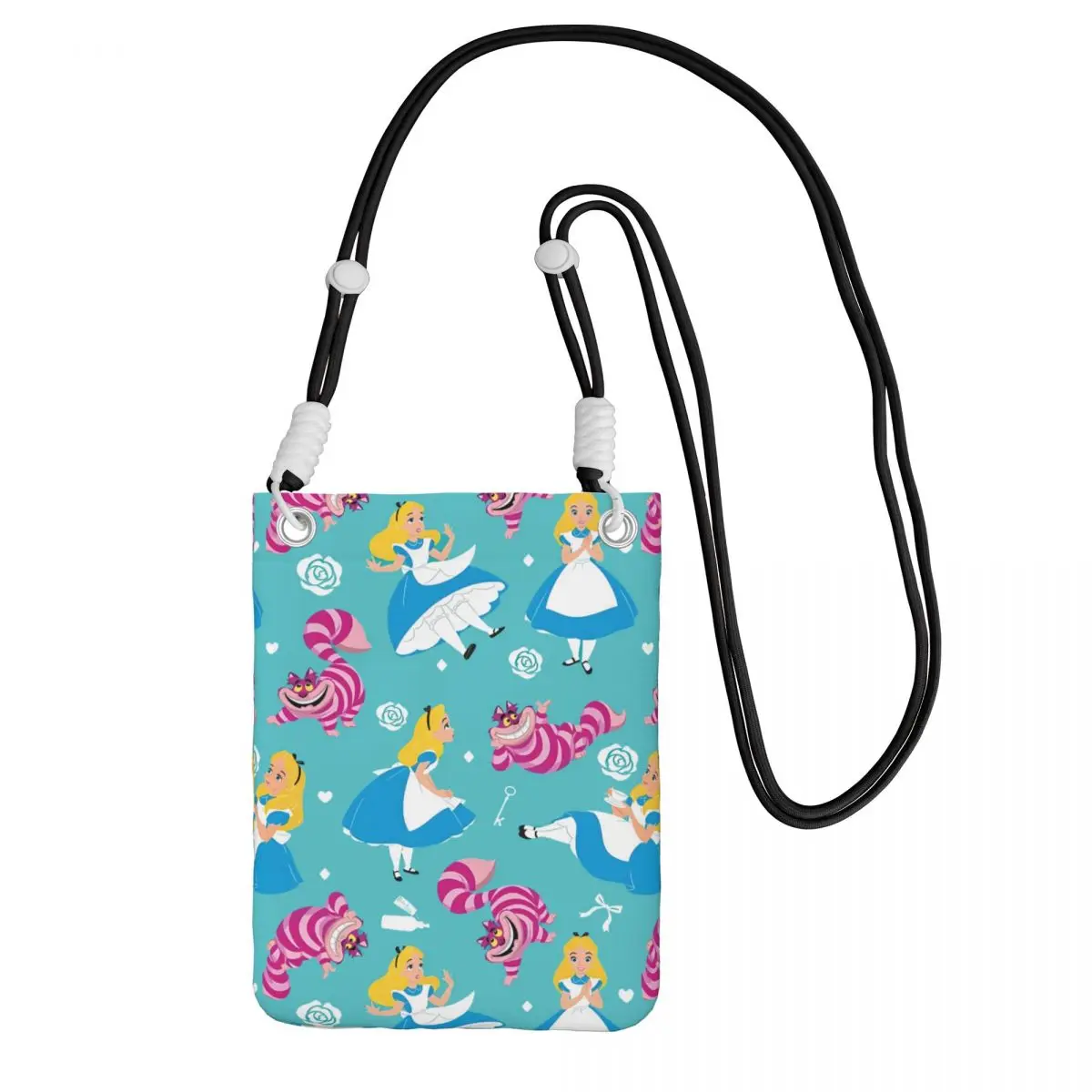 

Custom Fashion Alice In Wonderland Mobile Phone Bag Women Men Animation Shoulder Crossbody Bag City Walk Adjustable Length