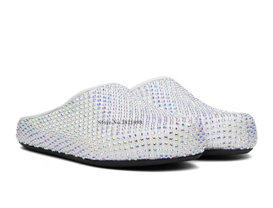 Black White Crystal Cut Throughout Leather Slip On Loafers Flat Shoes Men Women Round Toe Casual Shoes Cool Plus Size 45