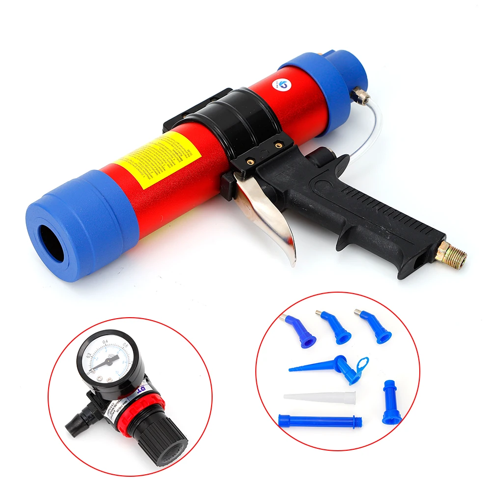 Air Caulking 310ml Sealant Caulking Silicone Gun Pneumatic Cartridge Dispenser w/ Accessories