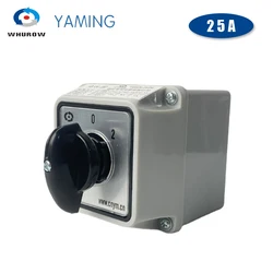 LW26-25/2M Changeover Cam 3 Position Rotary Switch 25A 2 Poles With Waterproof Enclosure Box Electric Motor Reversing