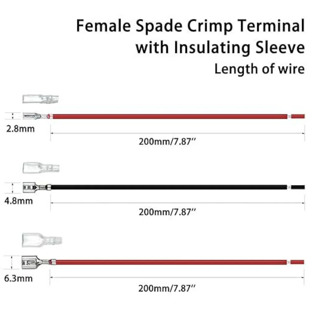 30 pcs For female Speaker Wire Spring Loaded Connectors 2.8mm 4.8mm 6.3mm Copper Contact Material ABS Insulated Terminal Design