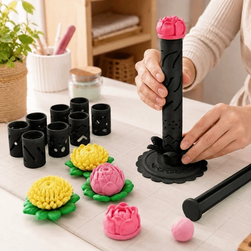 3D Printed Modular Clay Bloom Maker Modular Reusable Polymer Clay Flower Shaper Handmade Easy-Press Petal Mold Set Modeling Clay