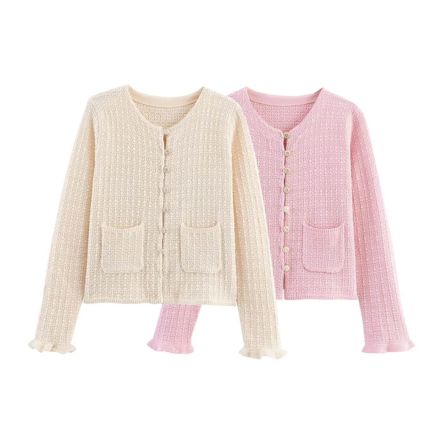 

Autumn Spring Women's Knit Cardigan Sweaters Long Sleeve Open Front Button Down Trendy Jackets Outerwear