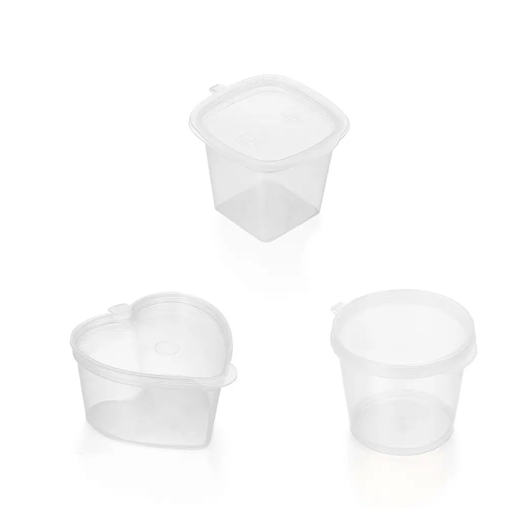 25 Pcs 25ml/27ml/45ml Disposable Plastic Takeaway Sauce Cup Containers Food Box with Hinged Lids Small Pigment Paint Box Palette