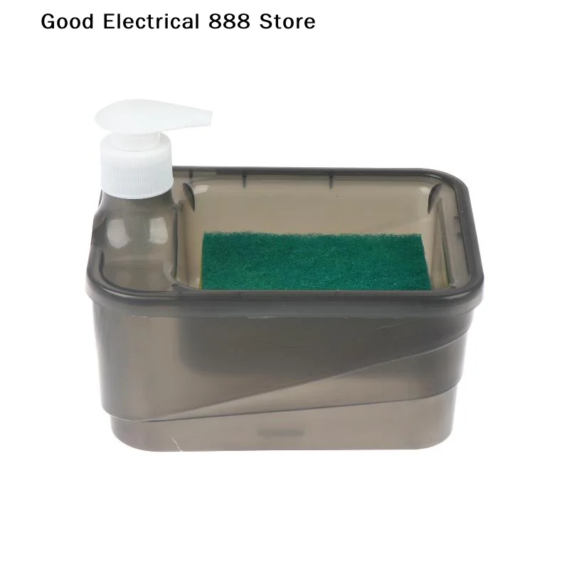 Square Soap Dispenser With Sponge Holder 2 In 1 Press Type Liquid Soap Pump Box For Kitchen Bath Counter Dish Washing Storage