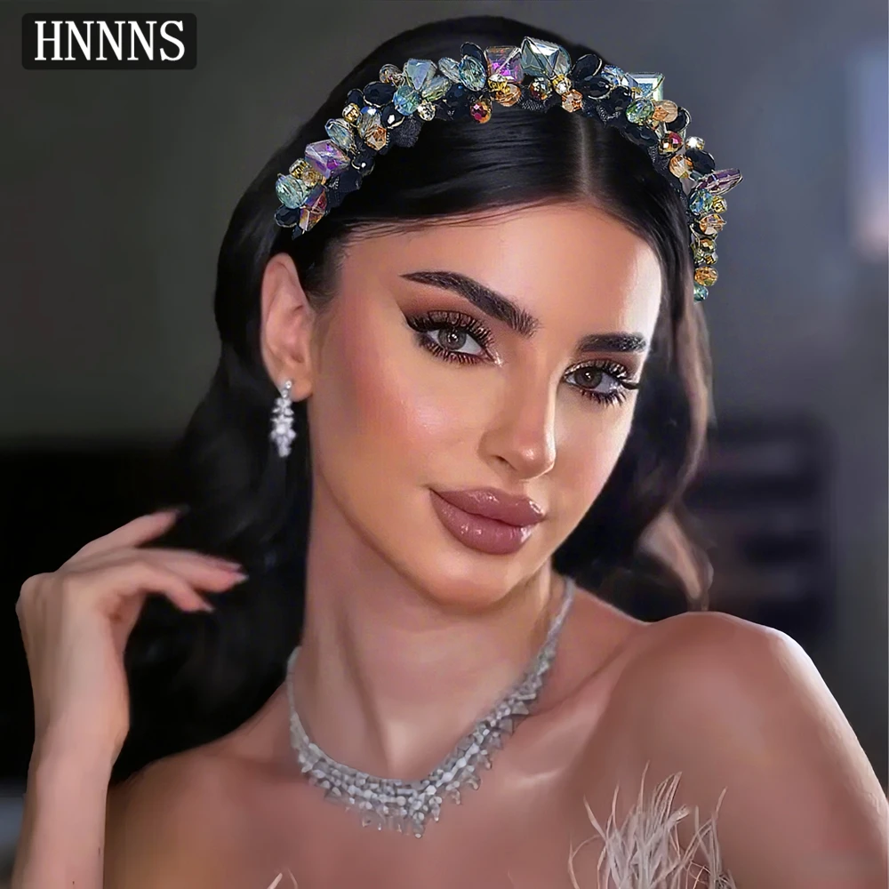 

TOPQUEEN Bridal Minimalist Wedding Rhinestone Headband Handmade Colorful Fashionable Women Banquet Party Hair Accessories YXA401