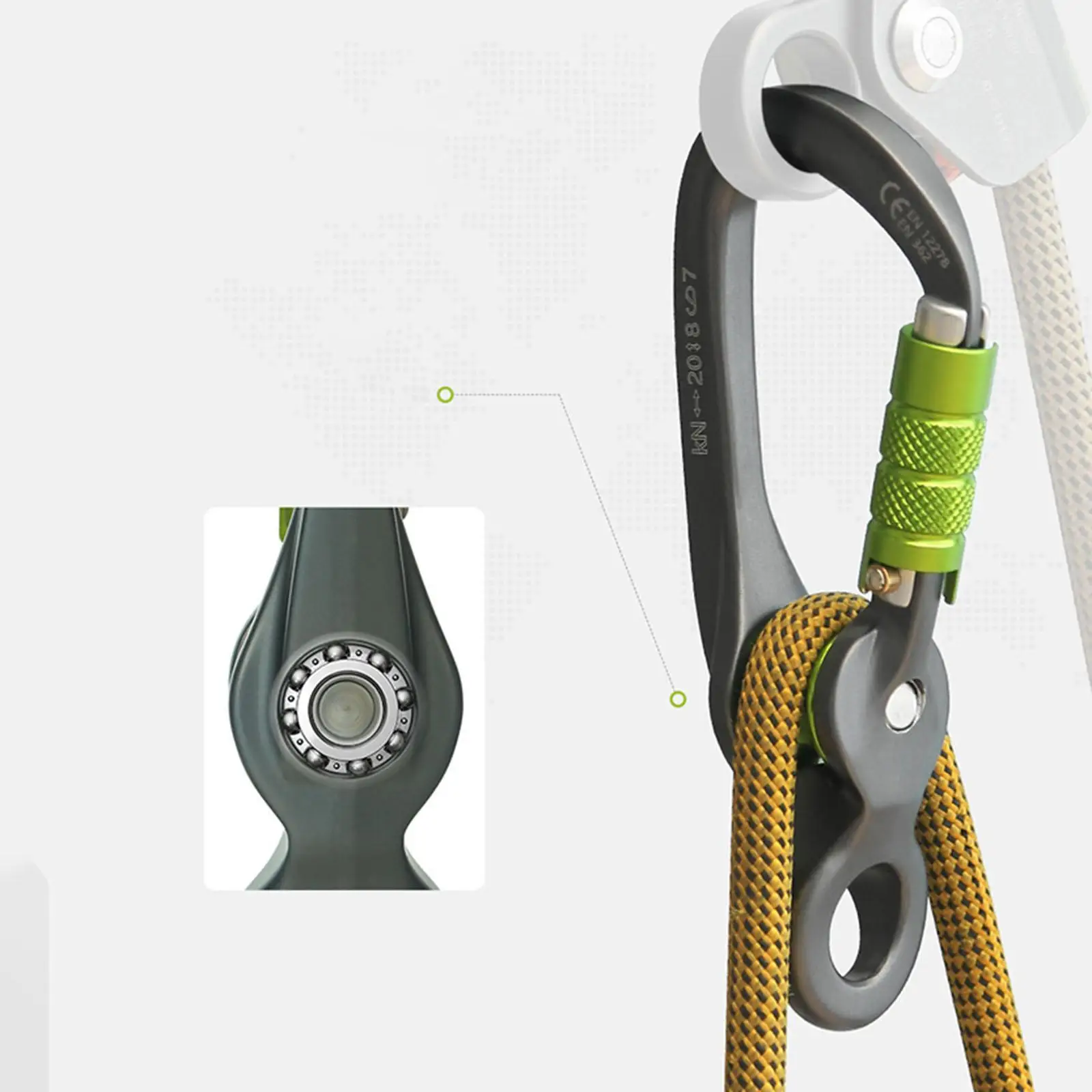 Climbing Carabiner with Pulley Professional D Shaped Locking Clip for Rope Mountaineering Accessories