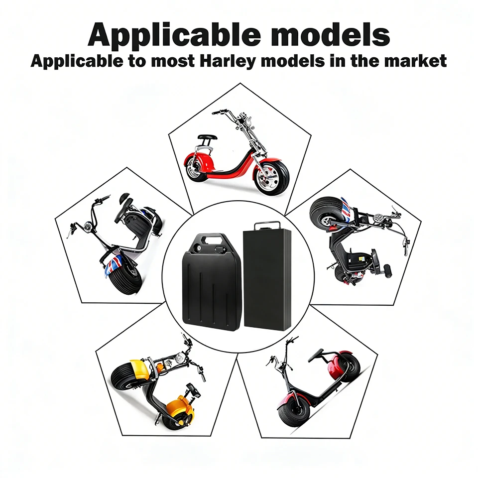 60V 12Ah-21Ah Waterproof Lithium Battery Pack  BMS with Charger for Harley Citycoco Electric Motorcycle Scooter 250W-800W