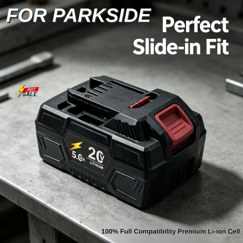 Pack For PARKSIDE X20V Series Power Tools, Compatible PAP 20 B3 A3 PAPS 208 A1, High Capacity With LED Charge Level Indicator