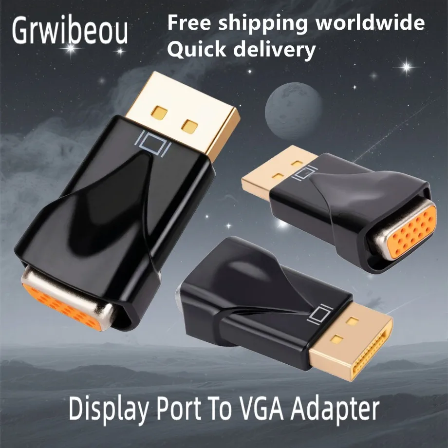 

Free shipping Display Port To VGA Adapter 1080P Display Port DP Male to VGA Female Converter For PC Projector DVD TV Monitor