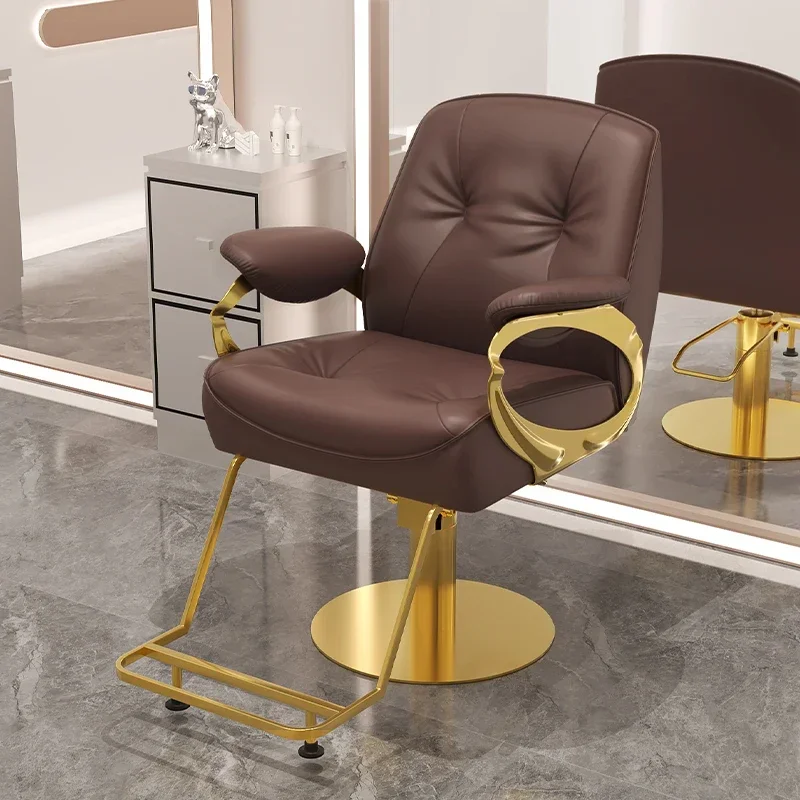 

Retro Gold Barber Chair Aesthetic Premium Iron Beauty Salon Barber Chair Barbershop Hairdressing Cadeira De Barbeiro Furniture