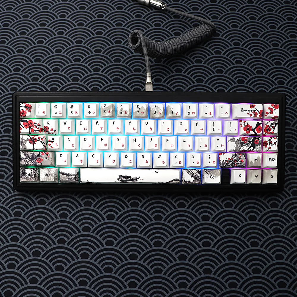 

Dye Sub Keycaps Plum Blossom 80 Keys Cherry Profile Keycap For RK61 ALT61 GMMK gk61 gk64 68 dz60 gas 67 Keyboard Kit iso Keys