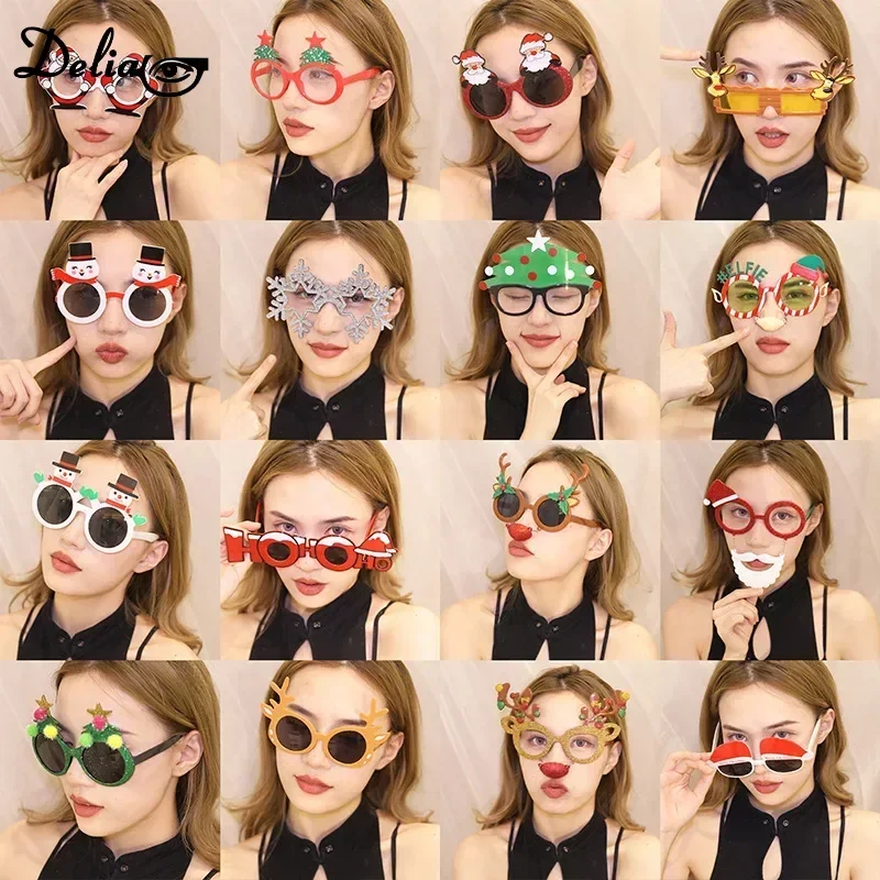 Christmas Glitter Glasses Funny Photo Booth Props Frames Christmas Decorations Costume Eyeglasses for Xmas Holiday Party