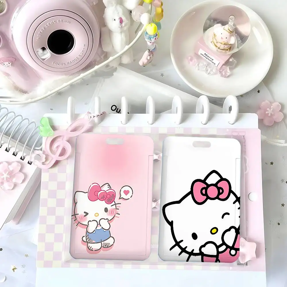 Cute Cartoon-H-hello-k-KittyS Kawaii NFC Contactless Sliding Card Sleeve For Student Cards, Bus Cards, ID Cards, And Work Permit