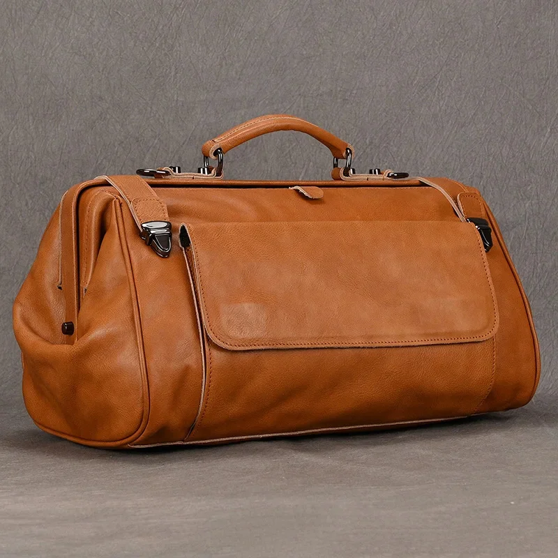 Borsa da viaggio in vera pelle da caffè nero di alta qualità con fibbia in metallo borsa moda uomo antifurto Designer 100% Skin