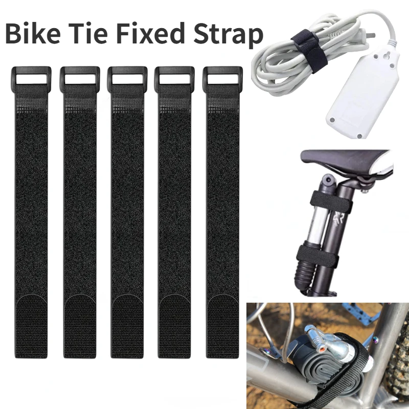 

5pcs 2.5*30cm Bike Tie Fixed Strap Reusable Nylon Bike Strap Hook & Loop Cable Multil Purpose Self-adhesive Fastening Cable Tie
