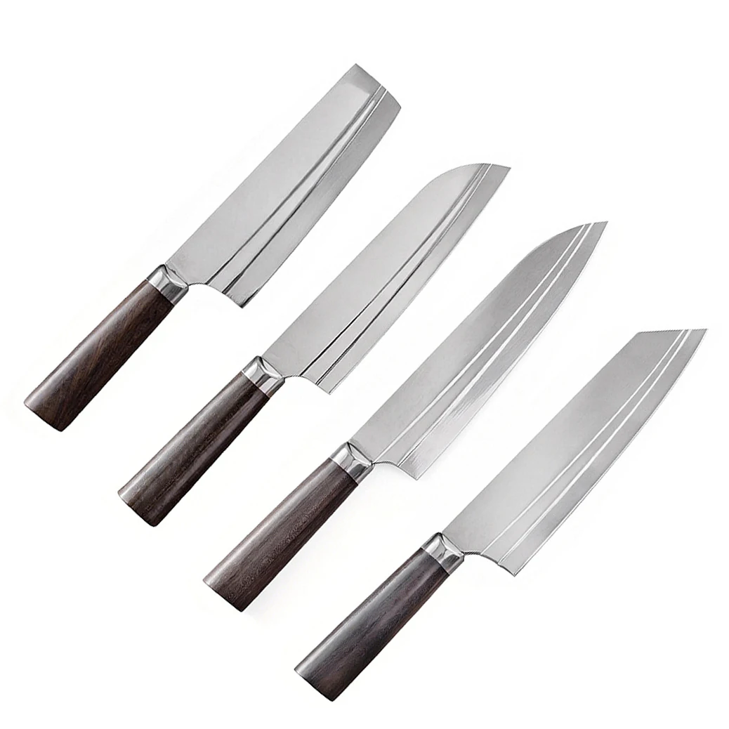 

Кухонный нож ручной ковки: Шеф-нож, Сантоку, Кирицукэ, Накири, с односторонним лезвием, деревянной ручкой, для нарезки овощей и мяса