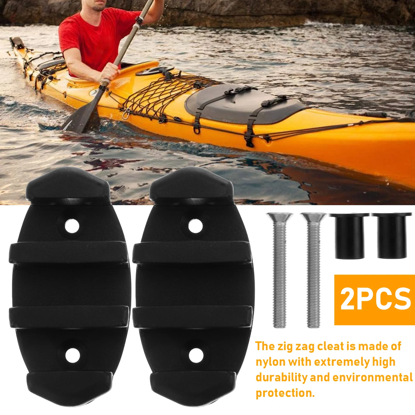 2 Pcs Black Nylon Cleat Marine Rope Holder for Kayaks Boats Docks Required Adjustable Anchor Boat Supply Parts