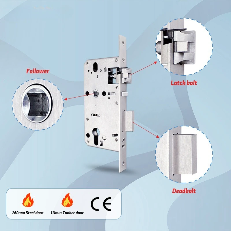 Mortise Lock Body Model 5572 6072, Universal Double Tongue Deadbolt for Smart Lock & Mechanical Lock