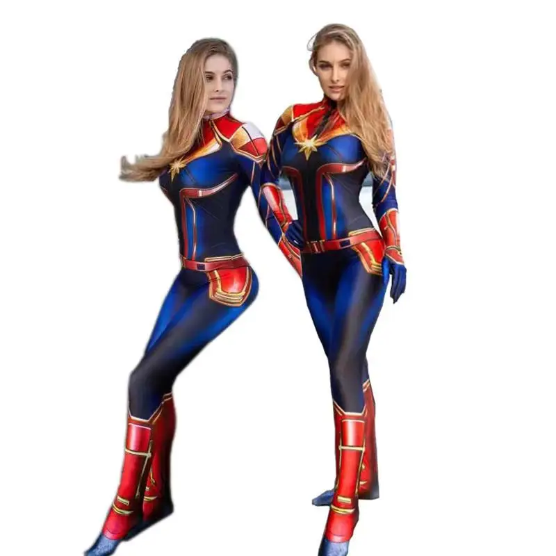 Nueva película Marvel disfraz de Cosplay capitán Marvel superhéroe mono carnaval Fiesta Temática trajes de juego de rol para mujeres adultas