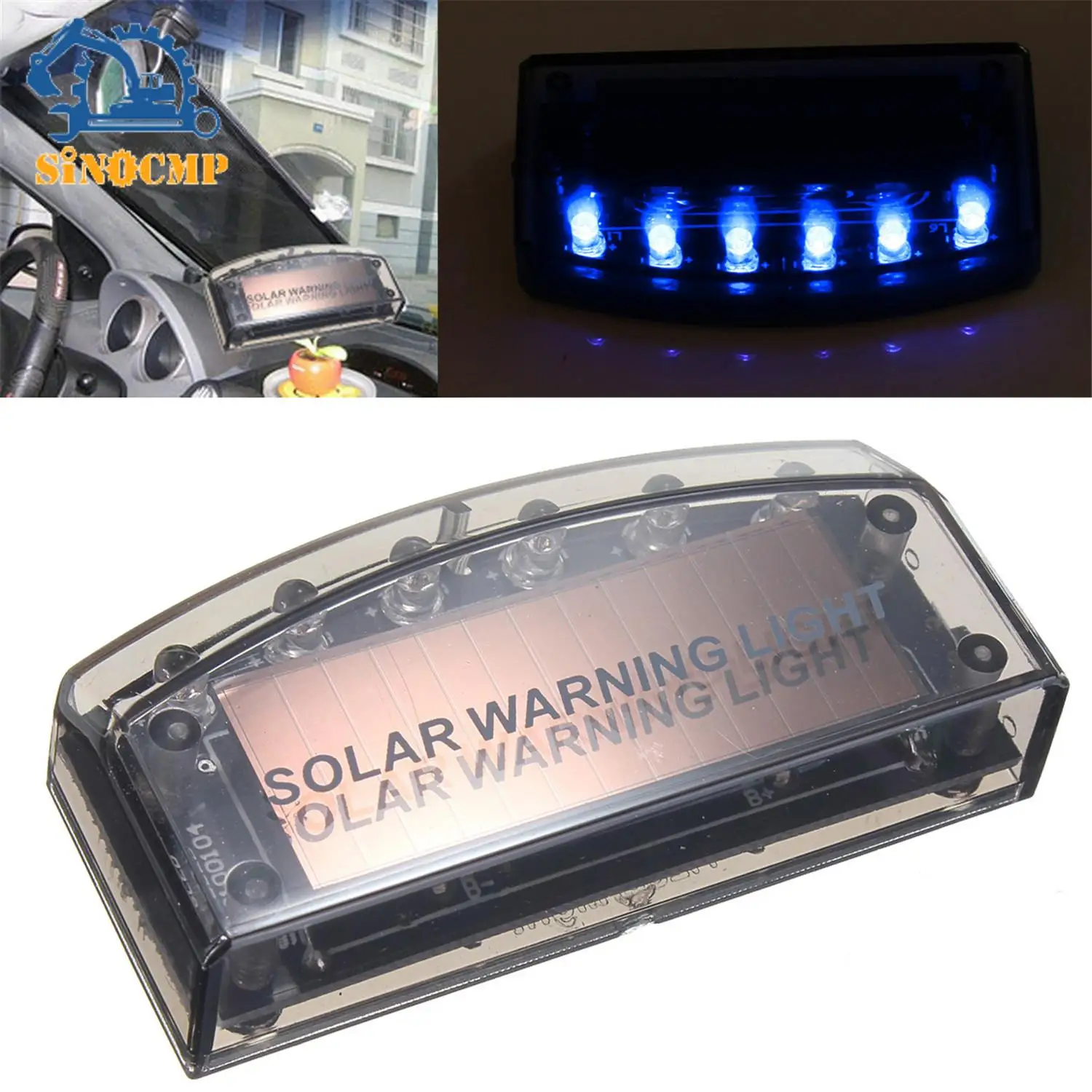 

6-светодиодная солнечная автомобильная охранная сигнализация для автомобиля, индукционная сигнальная лампа для вибрации автомобиля, автомобильные аксессуары