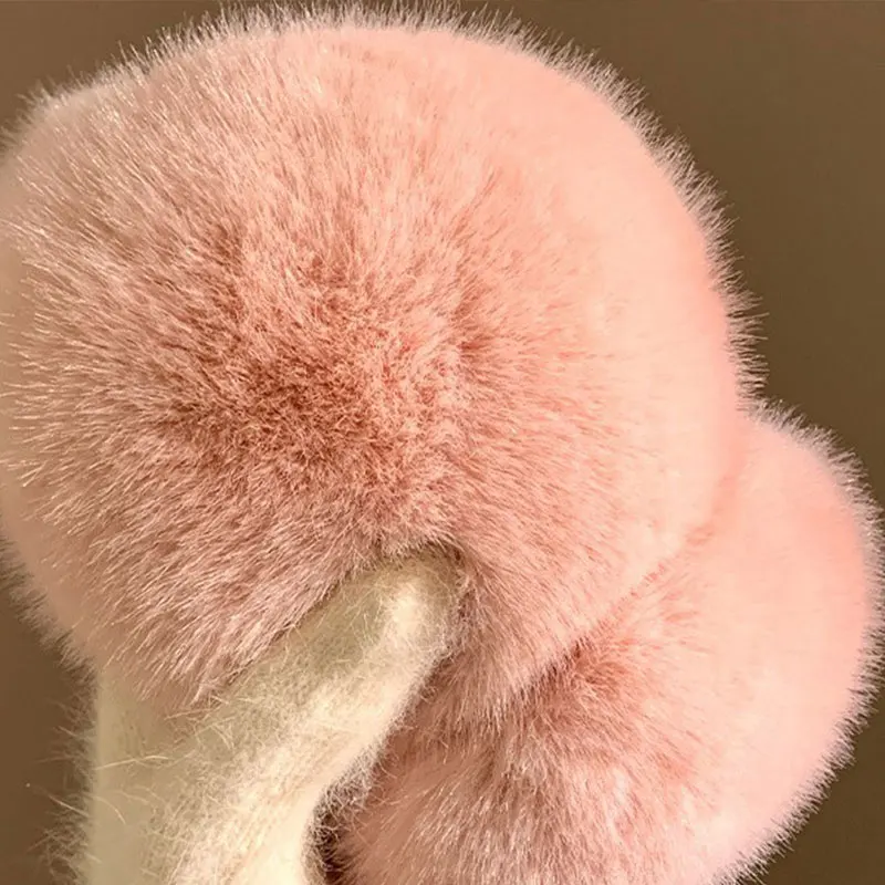 الشتاء Cutecore أفخم الأرنب الفراء غطاء للأذنين الدافئة الرجال النساء الأطفال طوي الأذن يغطي تدفئة اكسسوارات لركوب الدراجات في الهواء الطلق