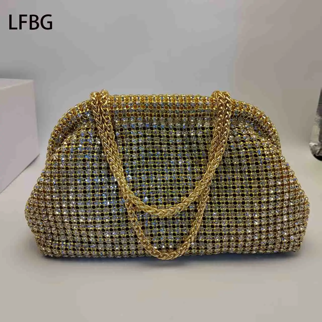 

2025 New Evening Bag Gold Cloud Clutch Bag Rhinestone Purse Wedding Bag High Quality Bridal Bag