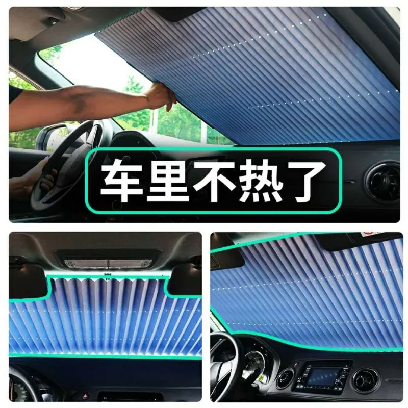 Car Retractable Curtain With Uv Protection Auto Sunshade Fits Front Window For Windshield  Large Sun Visor Protector Blocks