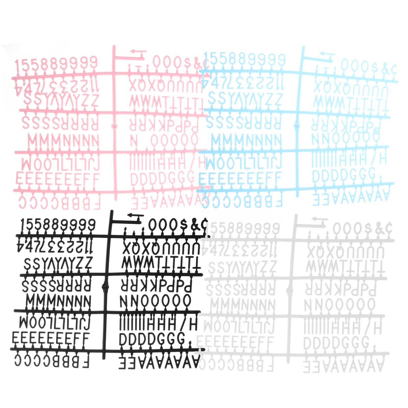 

580Pcs Plastic Letter Board Digital Symbol Set Simple Pattern Home Store Bar Message Decoration Colored Sheets