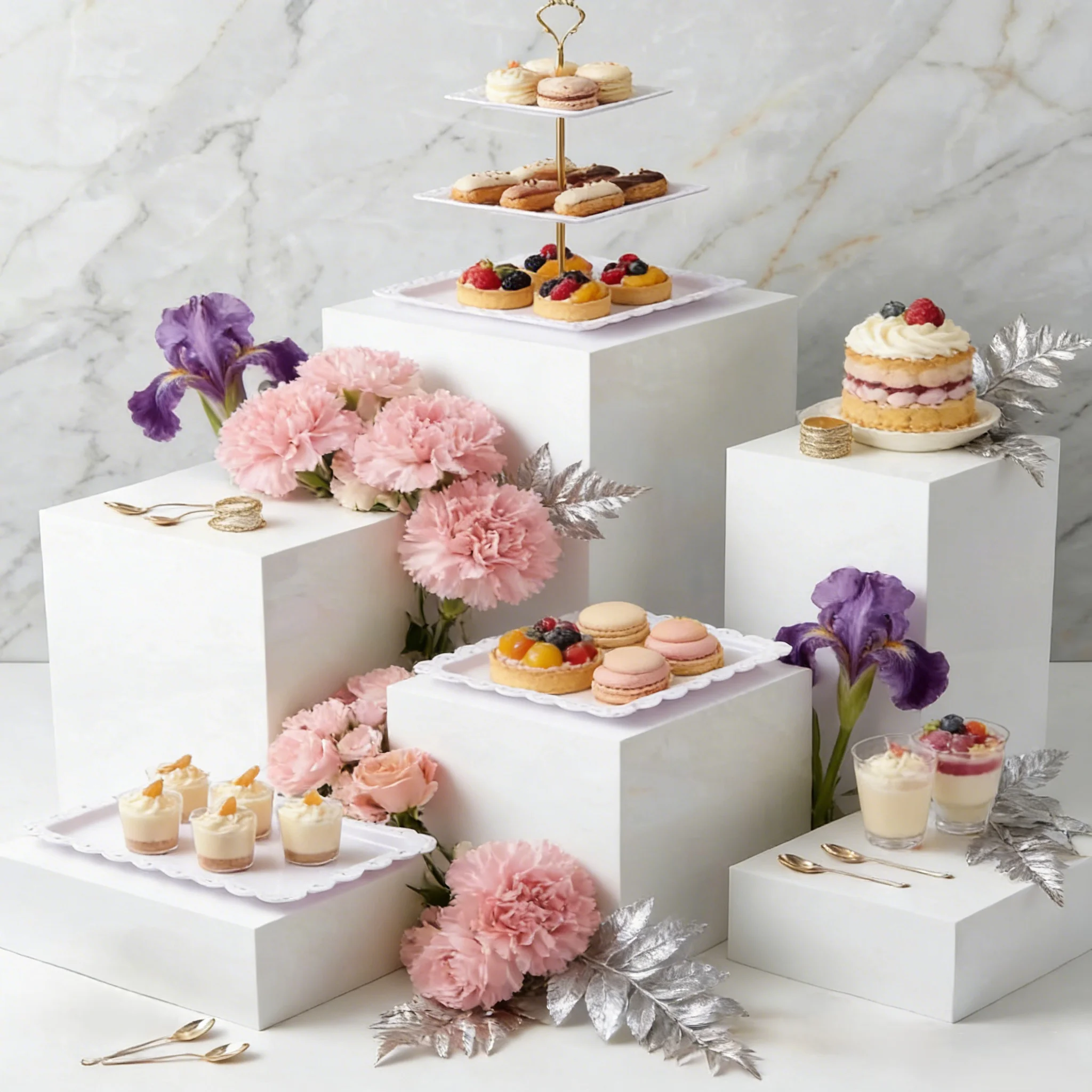 11Pcs White Metal Cake Stand Set Dessert Table Display Centerpieces For Wedding Birthday Party Buffet Cupcake Plate Home Decor