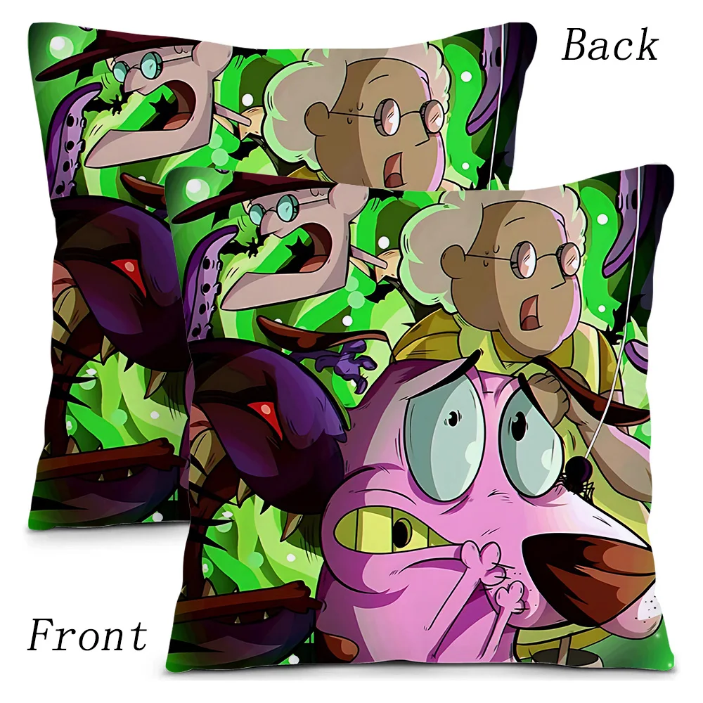 Cartoon C-COURAGE Pillow Covers Cartoon Sofa Decorative Home Double-sided Printing Short Plush Cute Cushion Cover C-Cowardly Dog