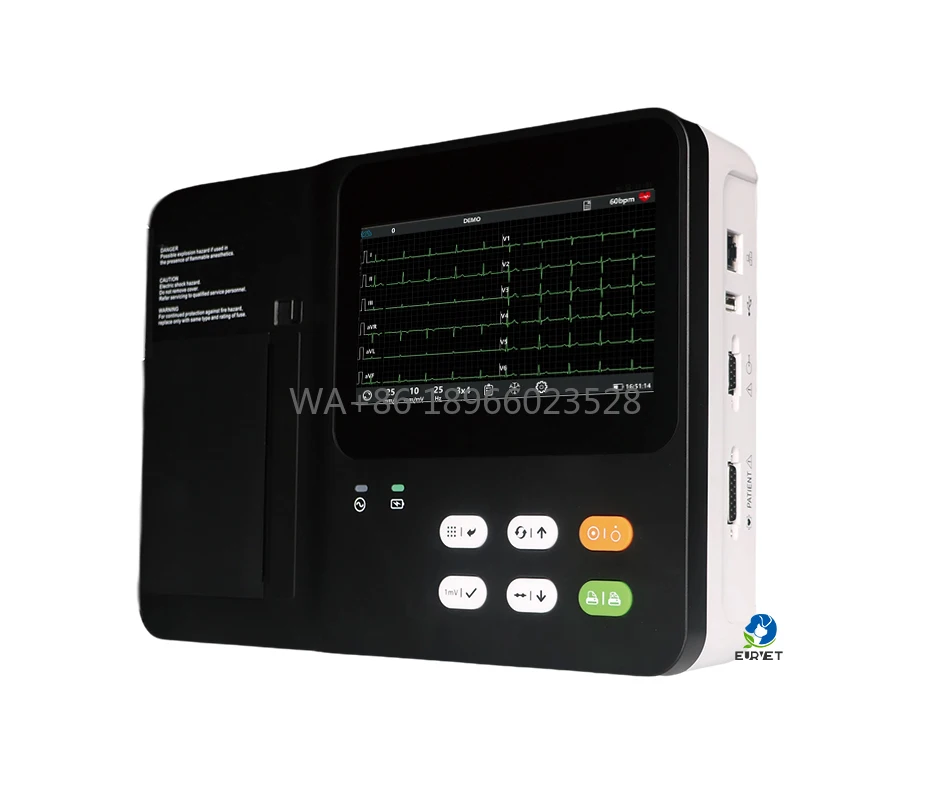 Electrocardiógrafo Portátil de Buena Calidad de 7 Pulgadas, 6 Canales, Digital Veterinario