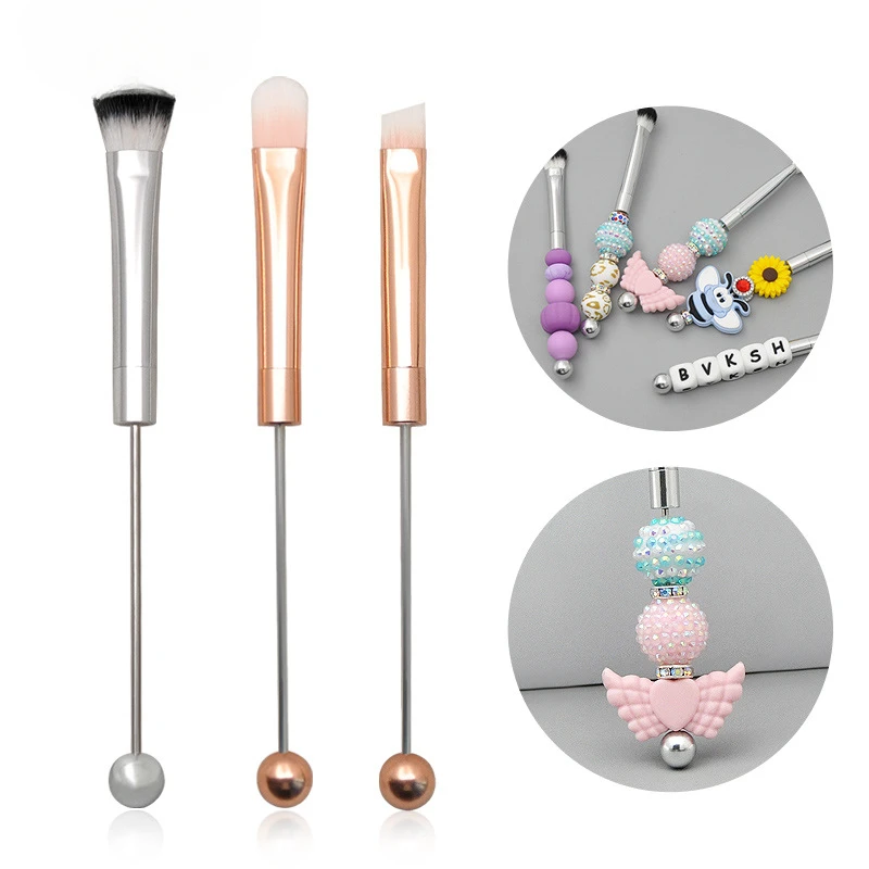 Enkele Diy Make-Up Borstel Metalen Handvat String Kralen Sieraden Oogborstel Concealer Borstel Cosmetica Beauty Make-Up Tools Accessoires