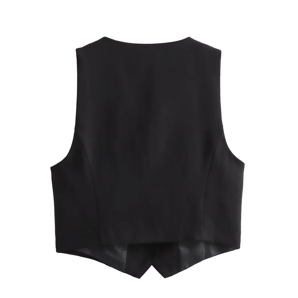 2024ZAR Spring/Summer Hot Selling New Women\'s Commuter Slim Fit Short Tank Top High Waist Wide Leg Pants