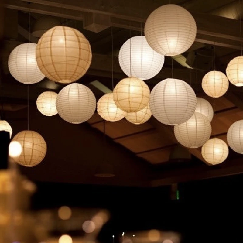 30/40/50/60pcs Mixed 4-14\'\' White Paper Lanterns Wedding Decoration Japanese Lanterns Hanging Chinese Ball Lampion Party Decor