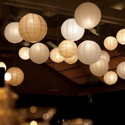 30/40/50/60pcs Mixed 4-14'' White Paper Lanterns Wedding Decoration Japanese Lanterns Hanging Chinese Ball Lampion Party Decor