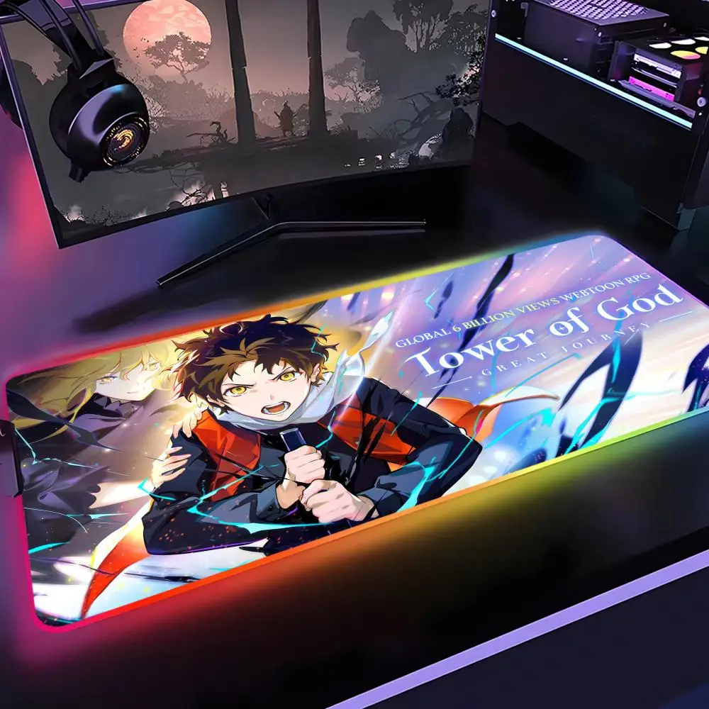 Tower Of God Mouse Pad Gamer Rgb Desk Mat Back Light Led Mousepad Setup Gaming Accessories Deskmat Big Mousepad Backlight